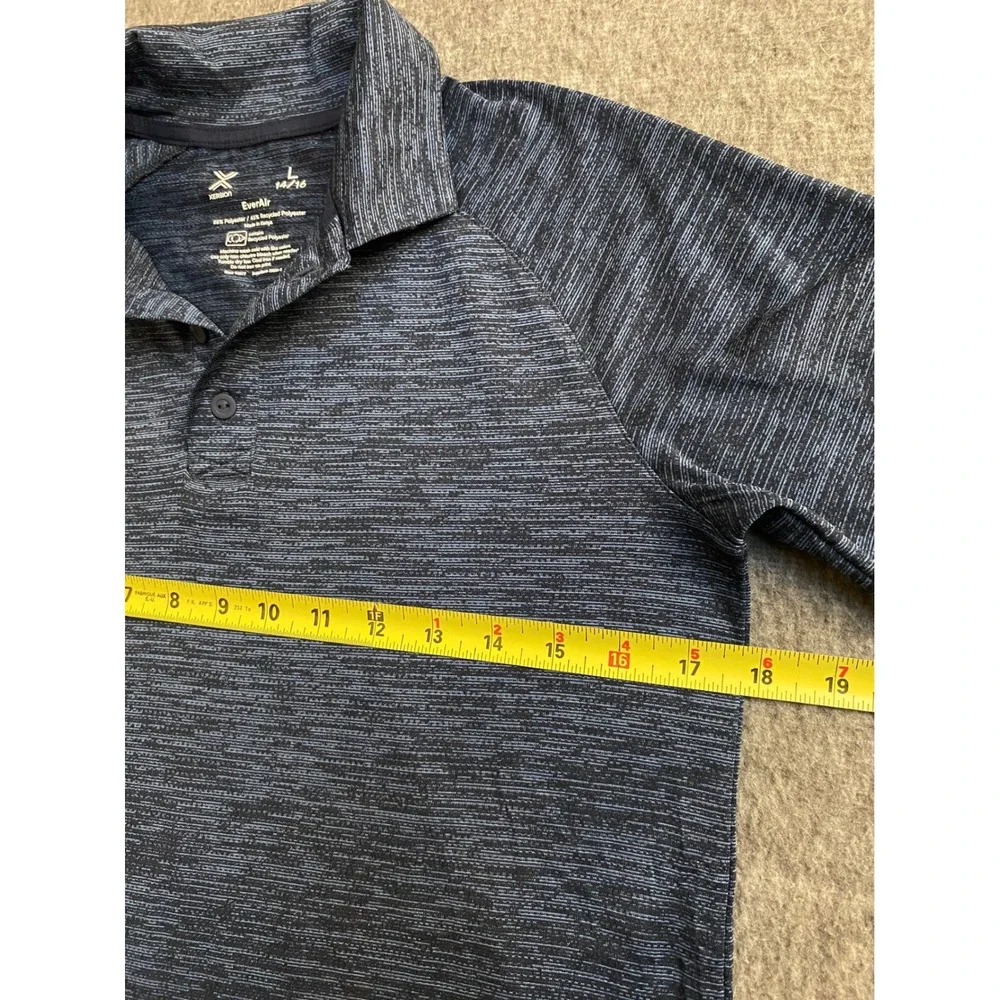 Xersion EverAir Boys Navy Blue Space Dye Short Sleeve Polo Shirt Large 14/16